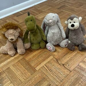 Jelly cat stuffed animal bundle - dinasour, bunny, lion, monkey